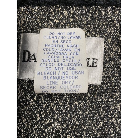 Danny & Nicole Black White Speckled Velvety Trim Blazer Jacket Gold Brooch 6 - Picture 8 of 9